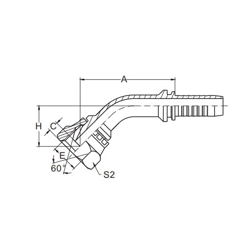 22641 Joint conique 60° femelle 45° BSP