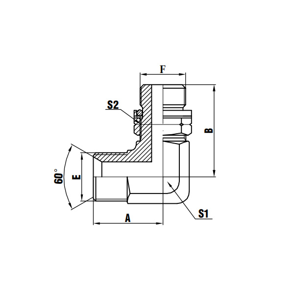 45° BSP mâle 60° siège/BSP mâle joint torique extrémité de goujon réglable